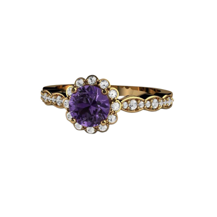 Ceylon Sapphire Engagement Ring, Sri Lankan Sapphire Ring, Vintage Inspired Floral Design with Diamonds | Rare Earth Jewelry