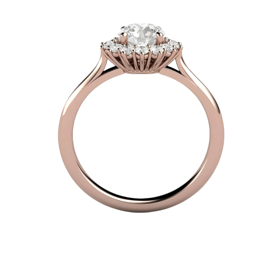 Round Diamond Engagement Ring Vintage Style Cluster Halo, Rare Earth Jewelry