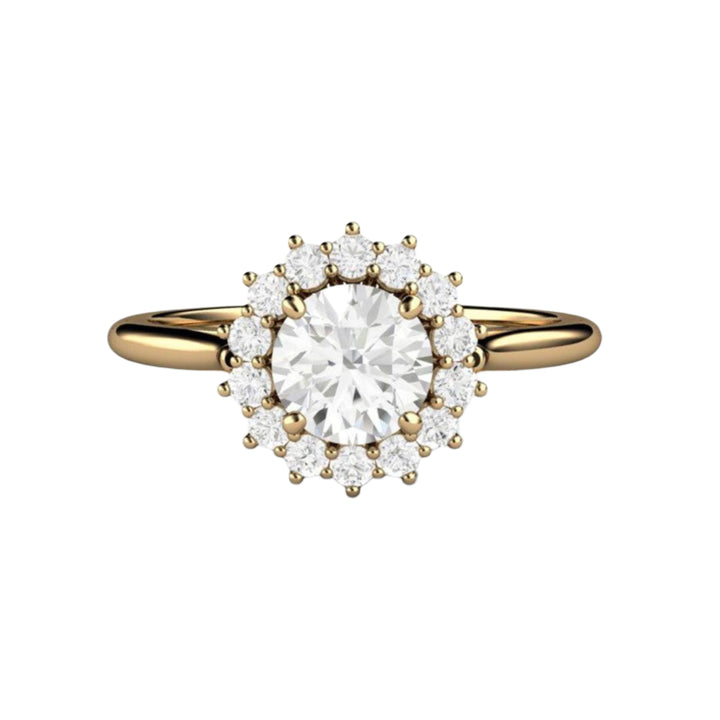 .75ct Diamond Engagement Ring, GIA Certified Diamond, Vintage Style Cluster Halo | Rare Earth Jewelry