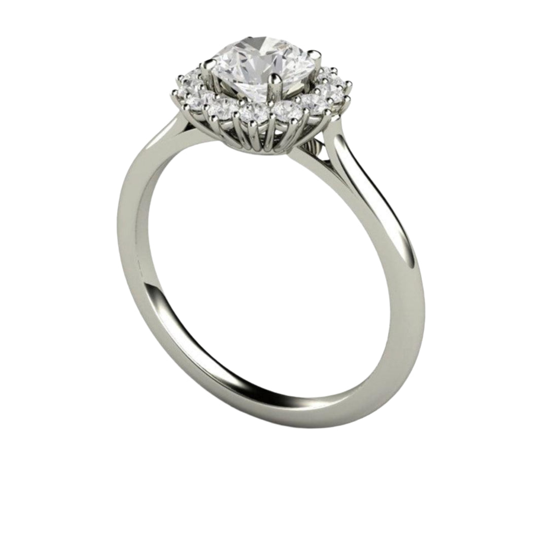 Round Diamond Engagement Ring Vintage Inspired Halo Design | Rare Earth Jewelry