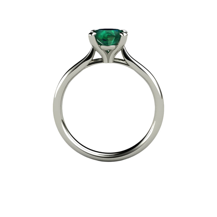 Round Emerald Solitaire Engagement Ring, Lab Grown Emerald Ring, May Birthstone Ring in Gold or Platinum | Rare Earth Jewelry