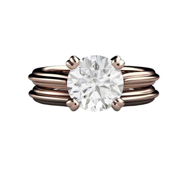 1.5 Carat Round Moissanite Solitaire Engagement Ring, Matching Wedding Band, Bridal Set