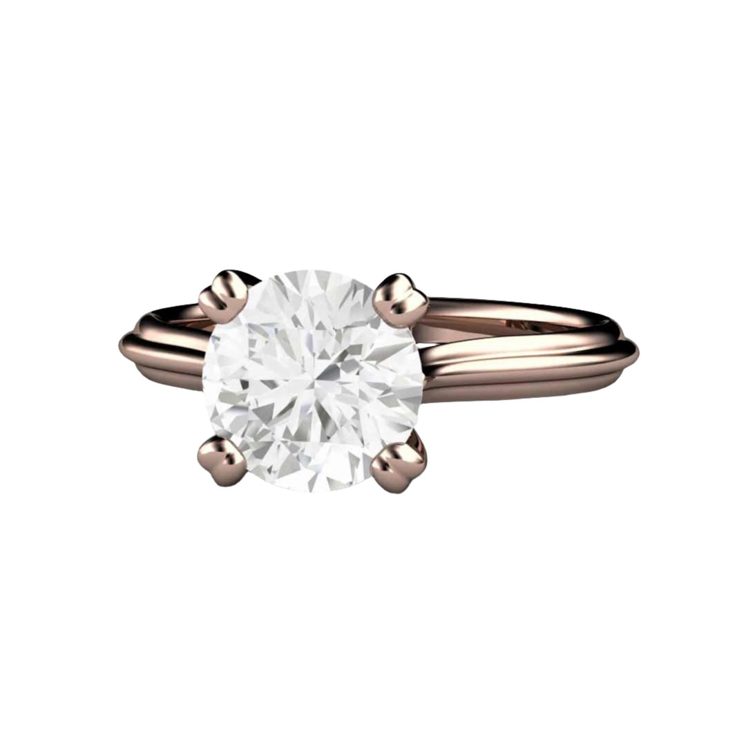 1.5 Carat Round Moissanite Solitaire Engagement Ring with Double Prongs, Rare Earth Jewelry
