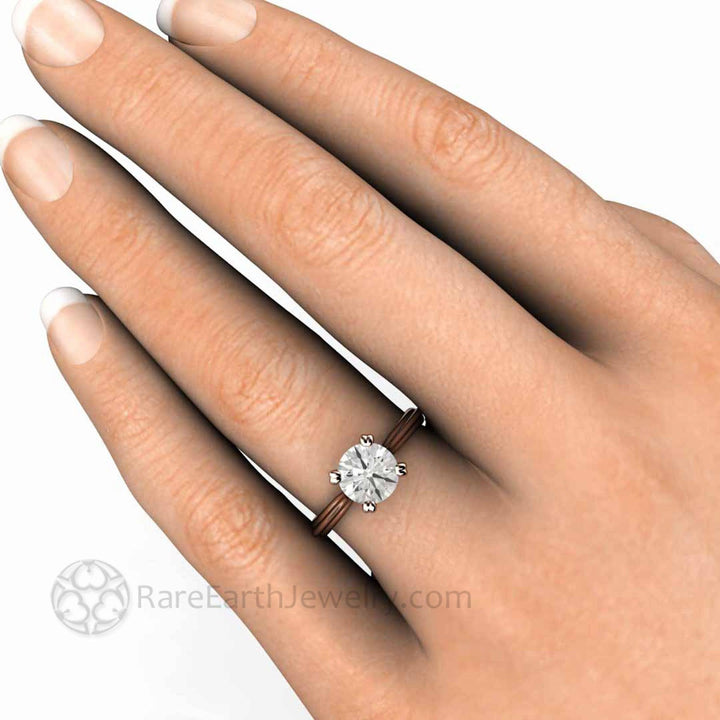 1.5ct Moissanite Solitaire Ring, 7.5mm Round Engagement Ring on the Hand