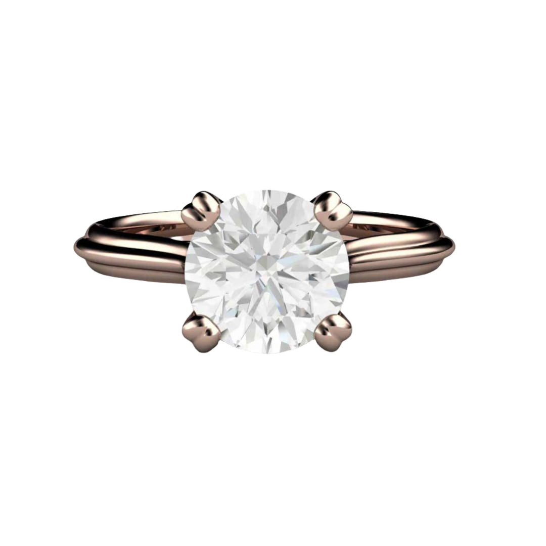 1.5 Carat Round Moissanite Solitaire Engagement Ring with Double Prongs, Rare Earth Jewelry