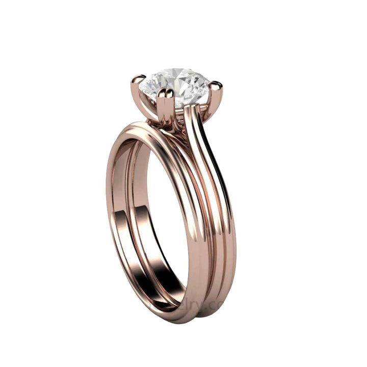 1.5 Carat Forever One Moissanite Solitaire Engagement Ring, Bridal Set
