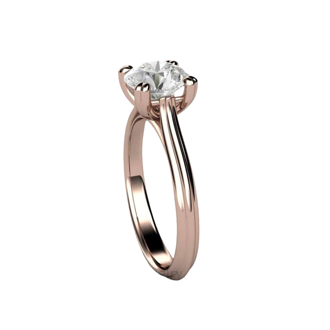 1.5 Carat Round Moissanite Solitaire Engagement Ring with Double Prongs, Side View