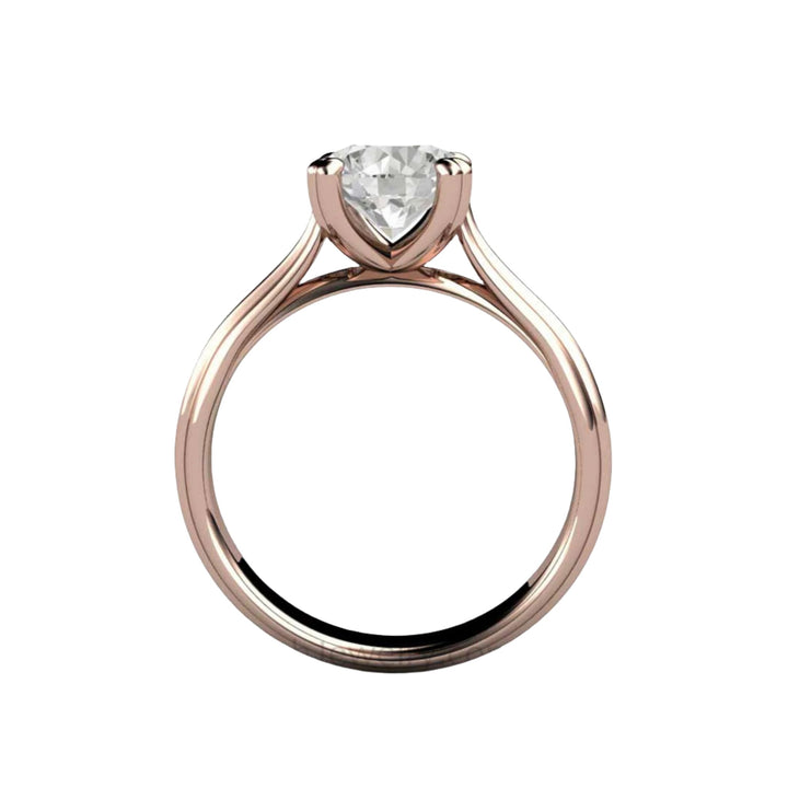 1.5 Carat Round Moissanite Solitaire Engagement Ring with Double Prongs, Profile View
