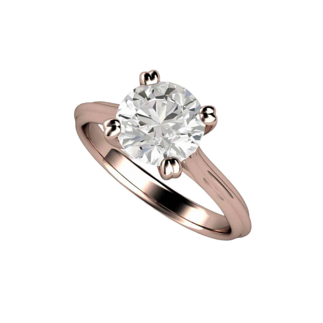 1.5 Carat Moissanite Engagement Ring, Double Prong Round Solitaire in Rose Gold