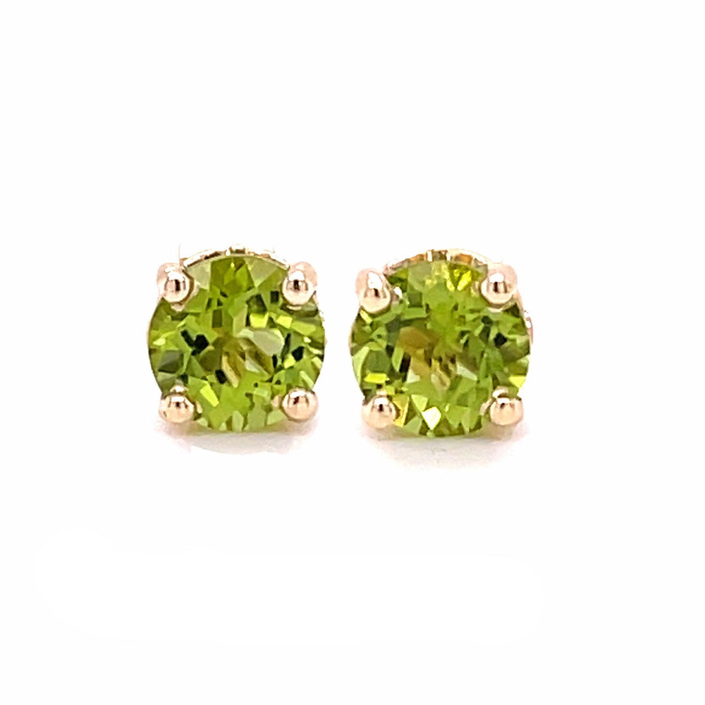14K Gold Peridot Stud Earrings, Round Peridot Earrings, August Birthday Gift or Push Present | Rare Earth Jewelry
