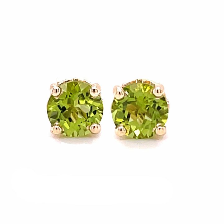 14K Gold Peridot Stud Earrings, Round Peridot Earrings, August Birthday Gift or Push Present | Rare Earth Jewelry