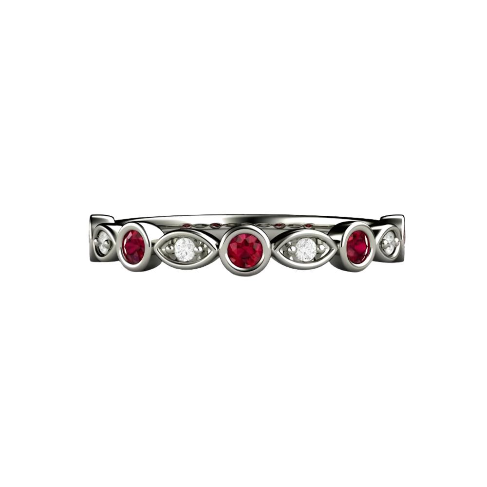 Ruby and Diamond Ring or Wedding Band July Birthstone, Rare Earth Jewelry