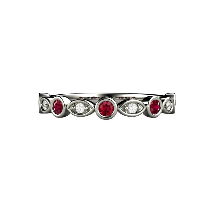 Ruby and Diamond Ring or Wedding Band July Birthstone, Rare Earth Jewelry