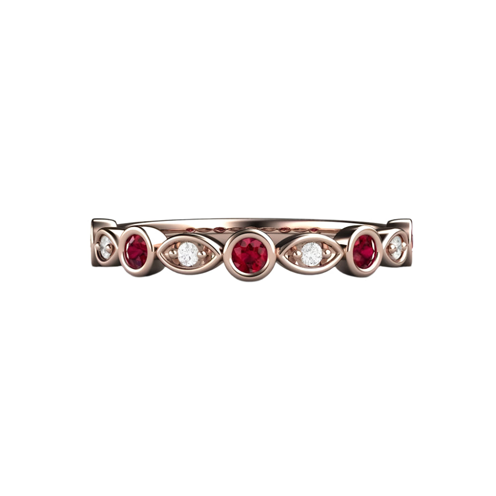 Ruby and Diamond Ring or Wedding Band July Birthstone, Rare Earth Jewelry