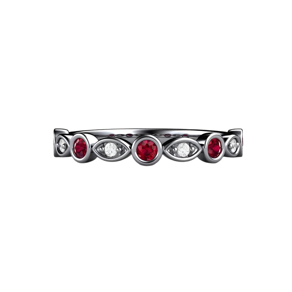 Ruby and Diamond Ring or Wedding Band July Birthstone, Rare Earth Jewelry