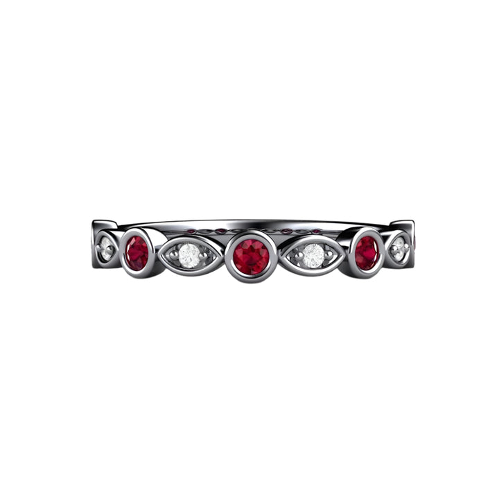 Ruby and Diamond Ring or Wedding Band July Birthstone, Rare Earth Jewelry