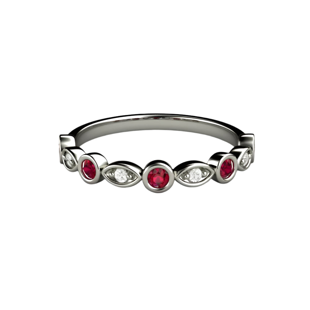 Ruby and Diamond Ring or Wedding Band July Birthstone, Rare Earth Jewelry
