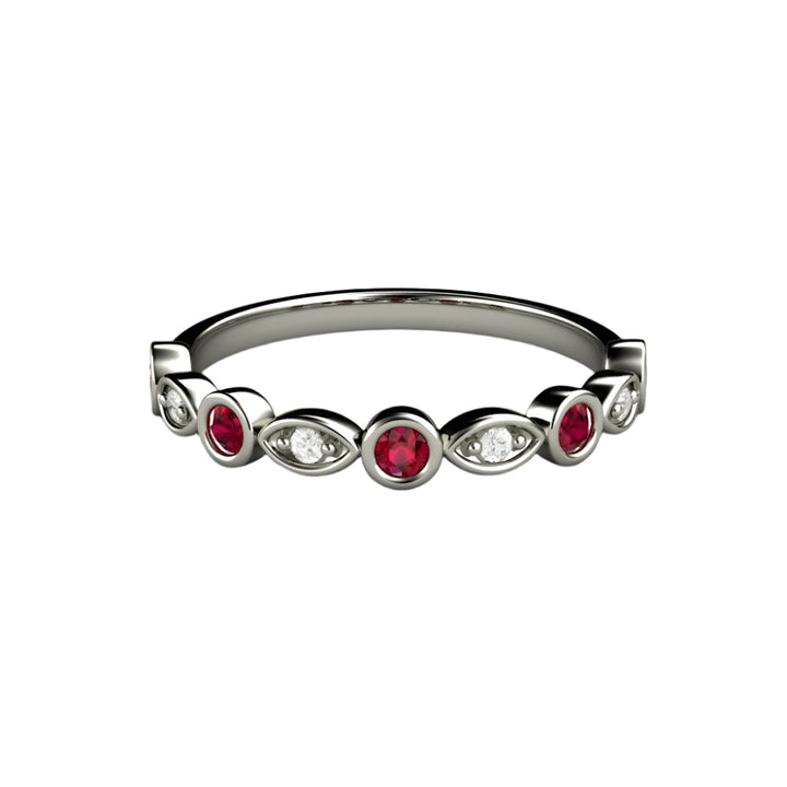 Ruby and Diamond Ring or Wedding Band July Birthstone, Rare Earth Jewelry