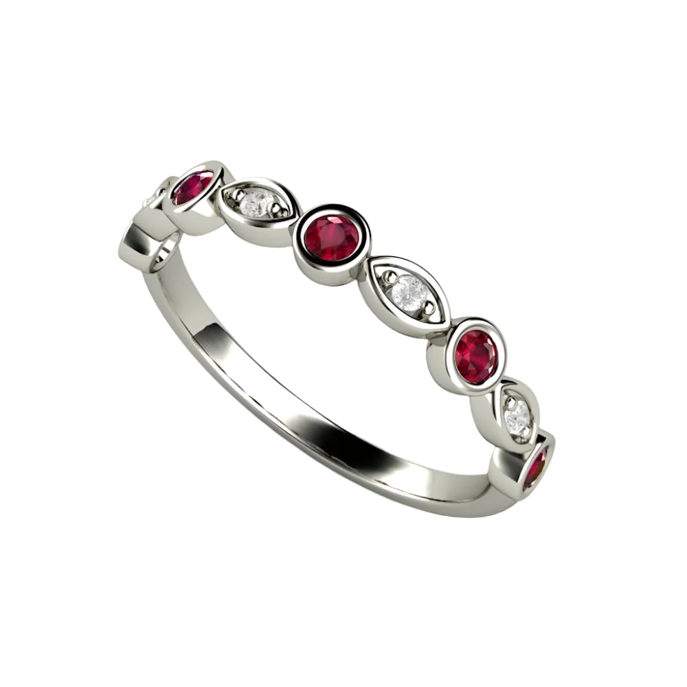 Ruby and Diamond Ring or Wedding Band July Birthstone, Rare Earth Jewelry