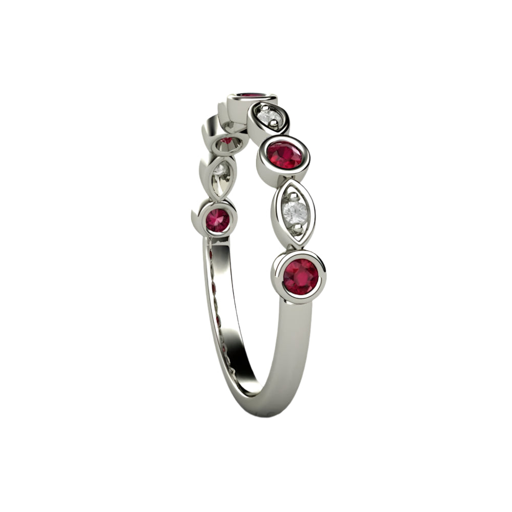 Ruby and Diamond Ring or Wedding Band July Birthstone, Rare Earth Jewelry