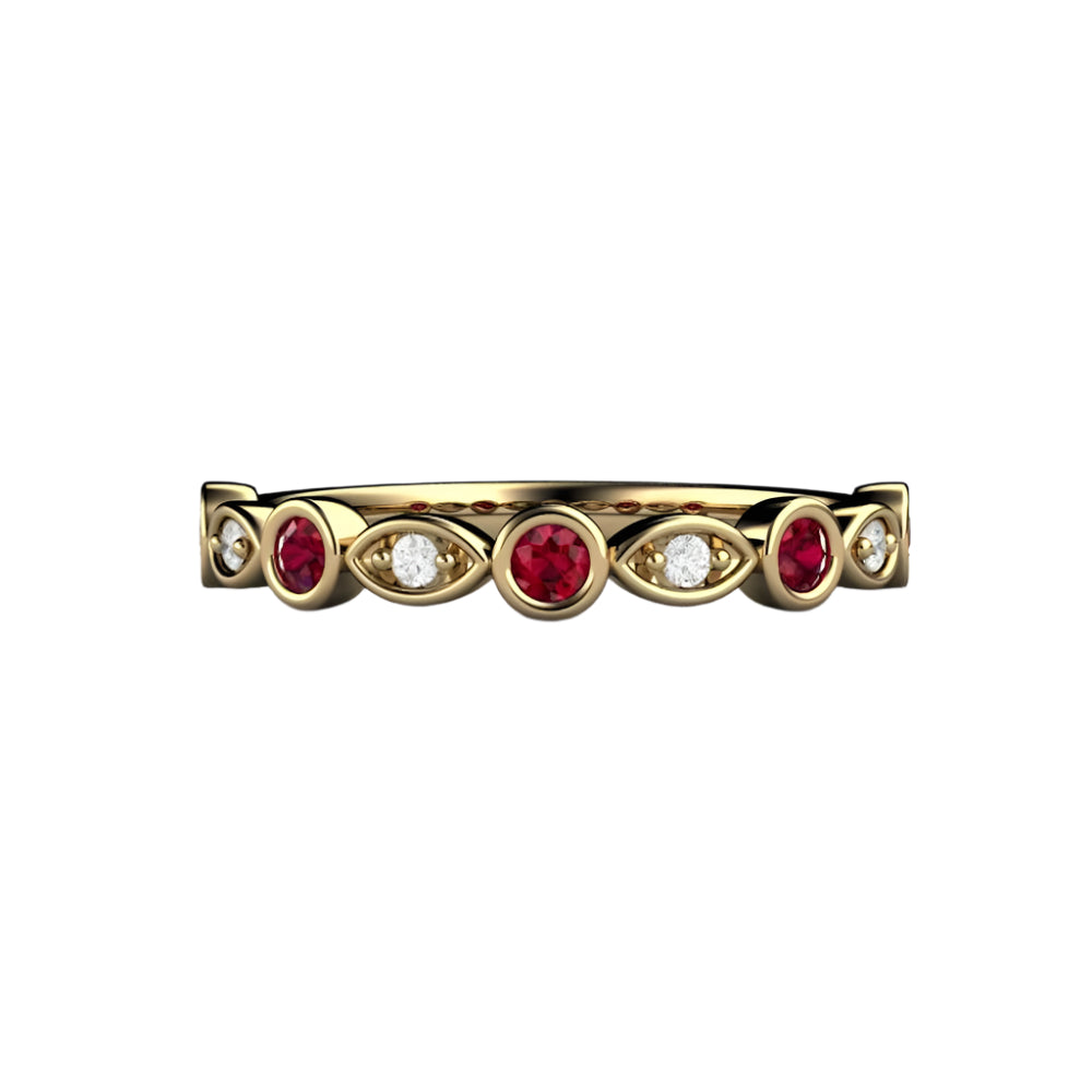Ruby and Diamond Ring or Wedding Band July Birthstone, Rare Earth Jewelry