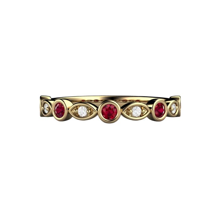 Ruby and Diamond Ring or Wedding Band July Birthstone, Rare Earth Jewelry