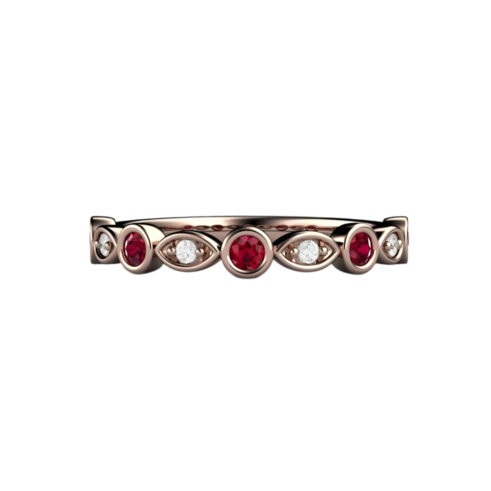 Ruby and Diamond Ring or Wedding Band July Birthstone, Rare Earth Jewelry