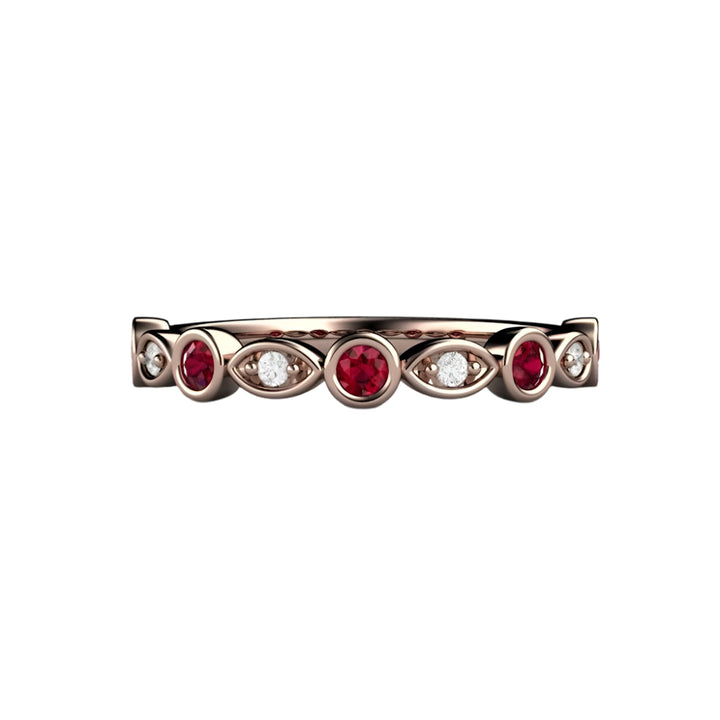 Ruby and Diamond Ring or Wedding Band July Birthstone, Rare Earth Jewelry