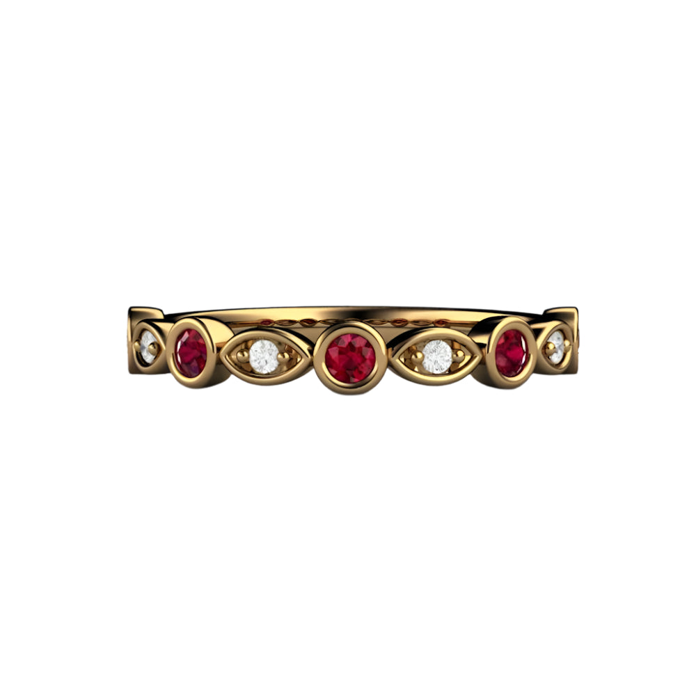 Ruby and Diamond Ring or Wedding Band July Birthstone, Rare Earth Jewelry
