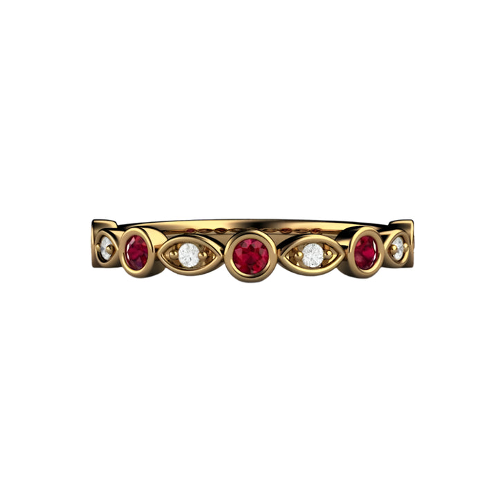 Ruby and Diamond Ring or Wedding Band July Birthstone, Rare Earth Jewelry