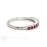 Ruby Anniversary Band Ruby Stacking Ring July Birthstone 18K White Gold - Rare Earth Jewelry