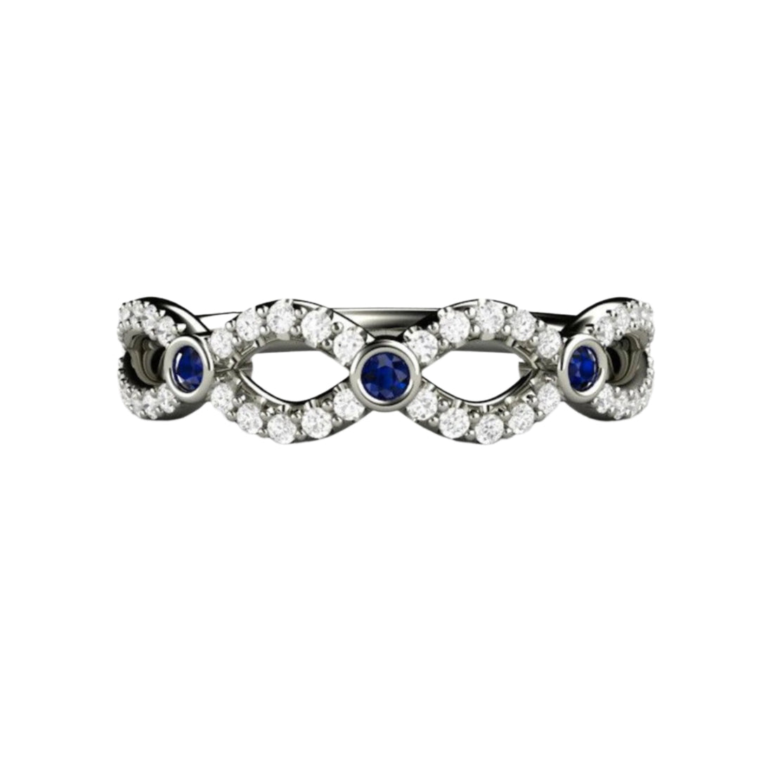 Sapphire and Diamond Infinity Band, Natural Blue Sapphire Wedding Ring Anniversary Band, September Birthstone |  Rare Earth Jewelry