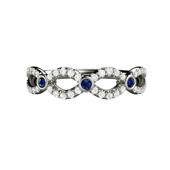 Sapphire and Diamond Infinity Band, Natural Blue Sapphire Wedding Ring Anniversary Band, September Birthstone |  Rare Earth Jewelry