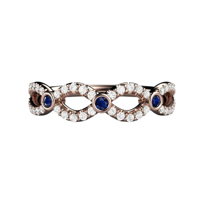Sapphire Infinity Band in Rose Gold, Natural Blue Sapphire Ring,  September Birthday Gift or Push Present |  Rare Earth Jewelry