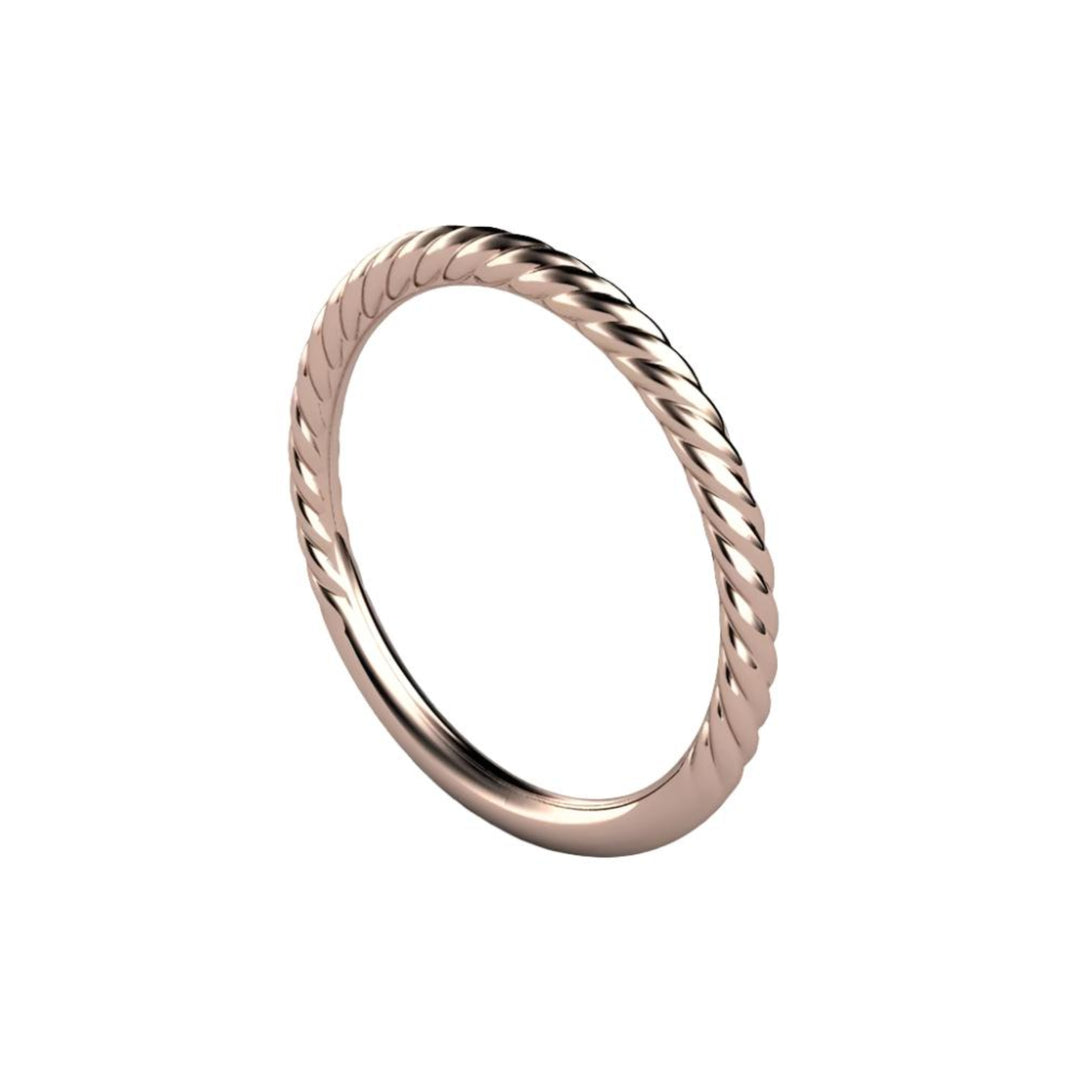 Thin Twist Rope Band Wedding Ring Stackable, Rare Earth Jewelry
