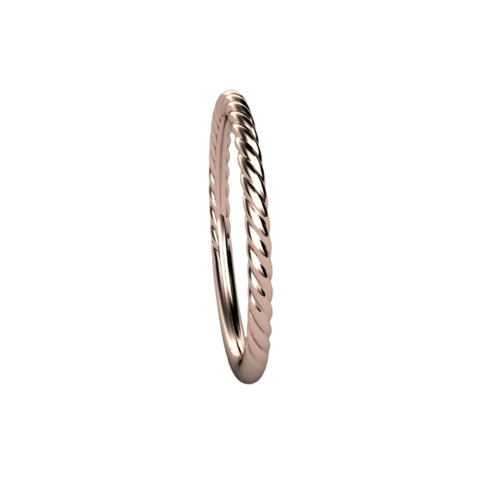 Thin Twisted Rose Gold Band, Rope Style Wedding Ring, Stackable Gold Band | Rare Earth Jewelry