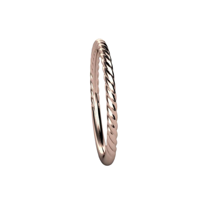 Thin Twisted Rose Gold Band, Rope Style Wedding Ring, Stackable Gold Band | Rare Earth Jewelry