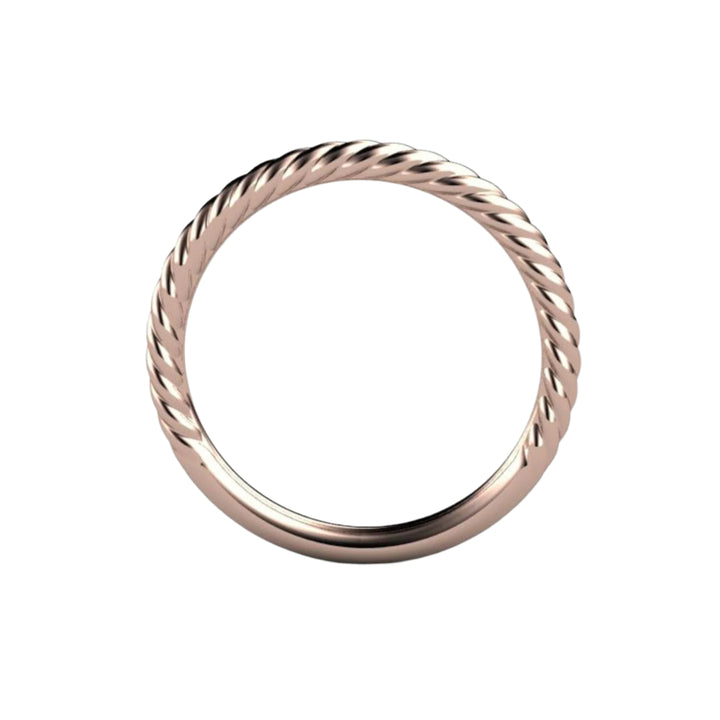 Rope Style Twisted Wedding Ring or Thin Stackable Band in Rose Gold | Rare Earth Jewelry