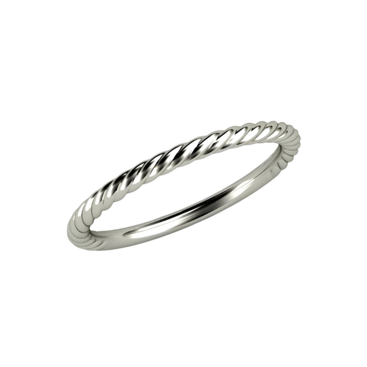 White Gold Narrow Stacking Ring with Rope Style Twisted Design in Gold or Platinum | Rare Earth Jewelry