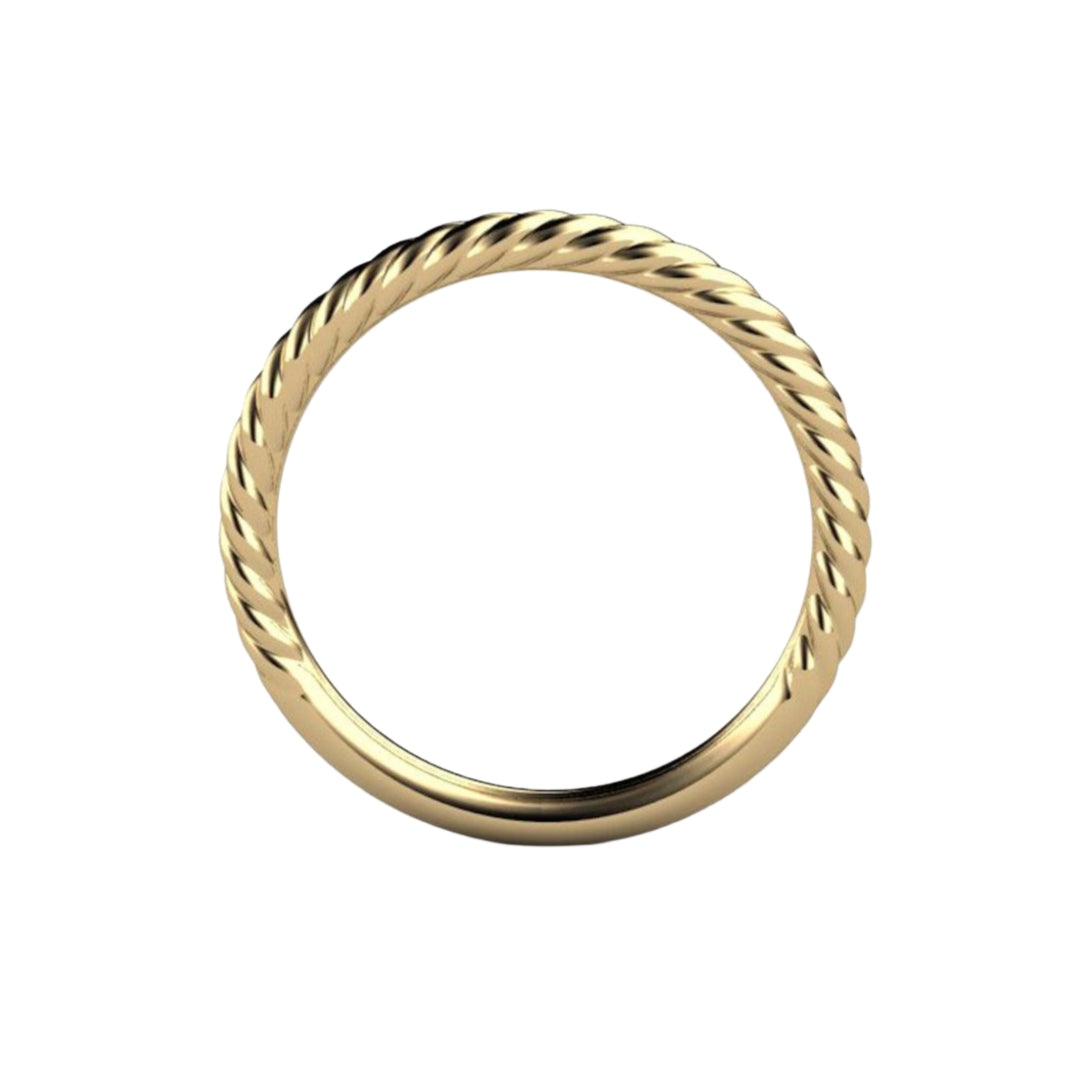 Gold Twisted Band, Rope Twist Design Wedding Ring or Thin Stackable Band in 14K or 18K Gold | Rare Earth Jewelry