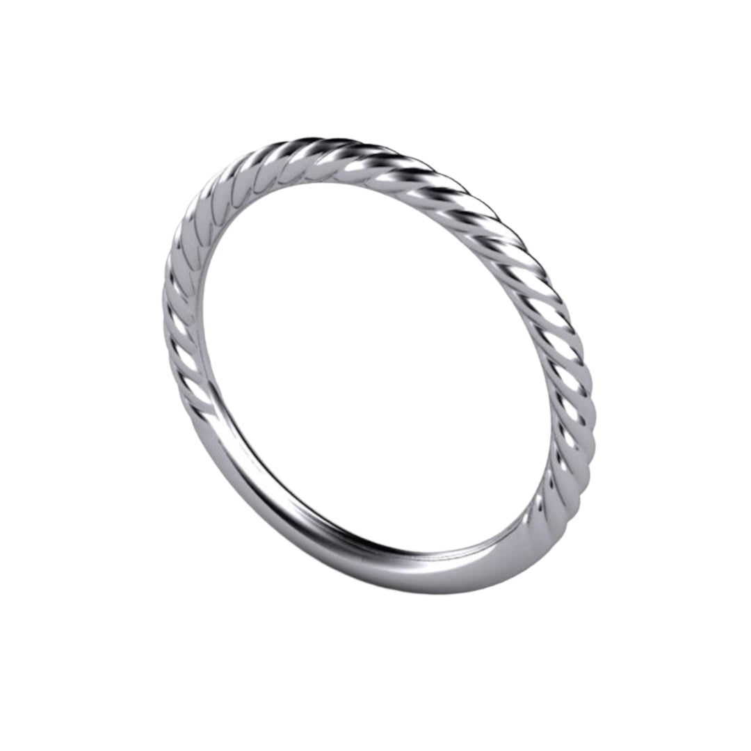 Thin Twisted Rope Style Wedding Band, Platinum Stacking Ring | Rare Earth Jewelry