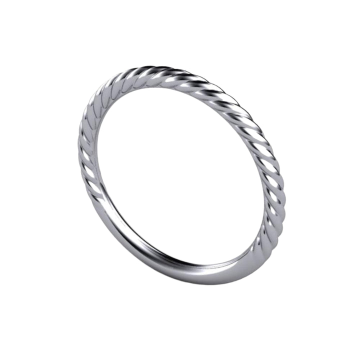 Thin Twisted Rope Style Wedding Band, Platinum Stacking Ring | Rare Earth Jewelry