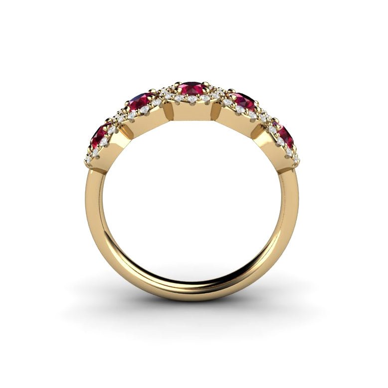 Natural Ruby Ring Wedding Ring Anniversary Band Diamond Halo Design, Rare Earth Jewelry