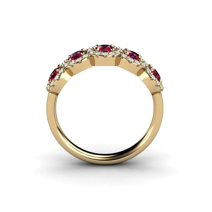 Natural Ruby Ring Wedding Ring Anniversary Band Diamond Halo Design, Rare Earth Jewelry
