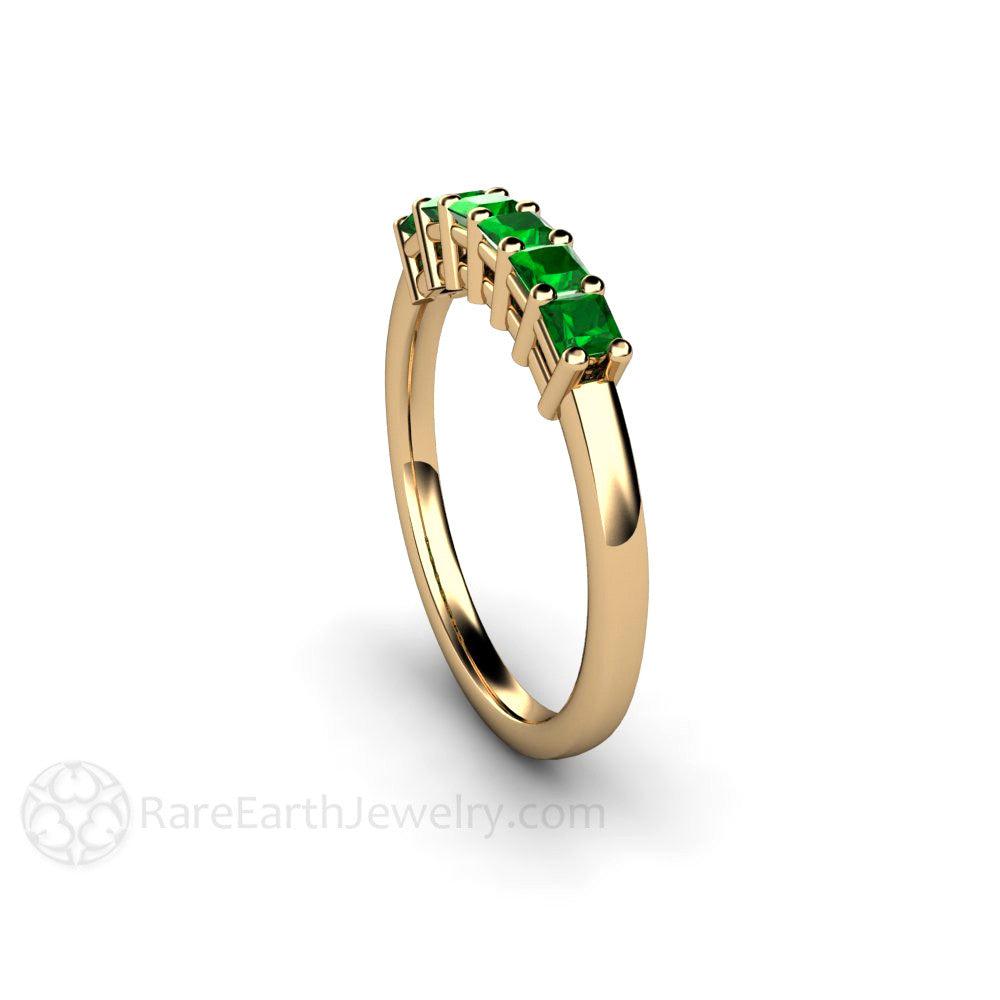 Tsavorite Garnet Ring Princess Cut Anniversary Band, Rare Earth Jewelry