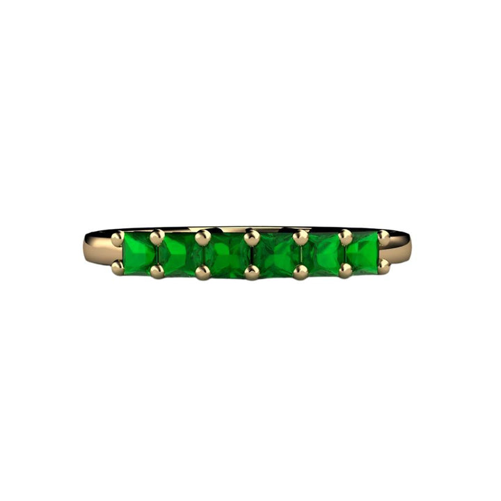 Tsavorite Garnet Ring Princess Cut Anniversary Band, Rare Earth Jewelry