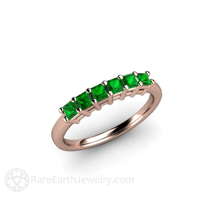 Tsavorite Garnet Ring Princess Cut Anniversary Band, Rare Earth Jewelry