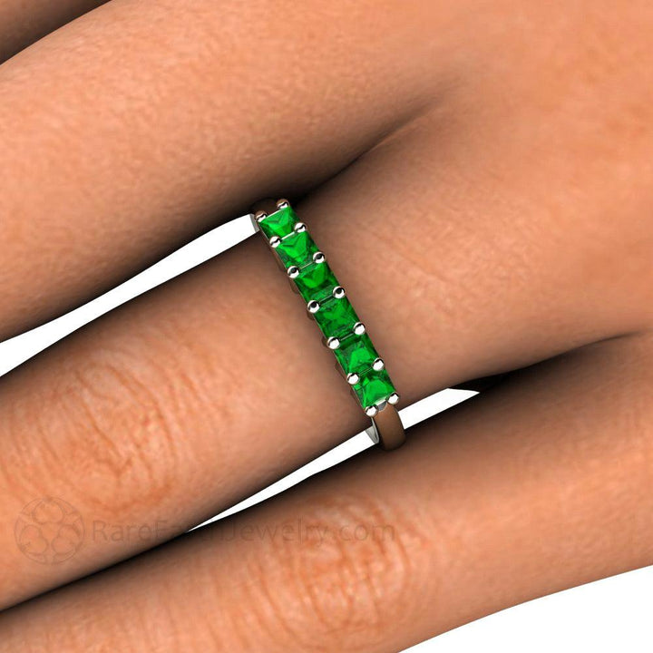 Tsavorite Garnet Ring Princess Cut Anniversary Band, Rare Earth Jewelry