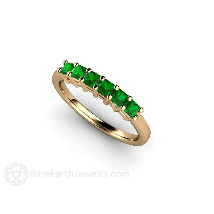 Tsavorite Garnet Ring Princess Cut Anniversary Band, Rare Earth Jewelry