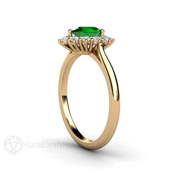 Tsavorite Garnet Ring Pear Shaped Green Garnet Engagement Ring 18K Yellow Gold - Rare Earth Jewelry